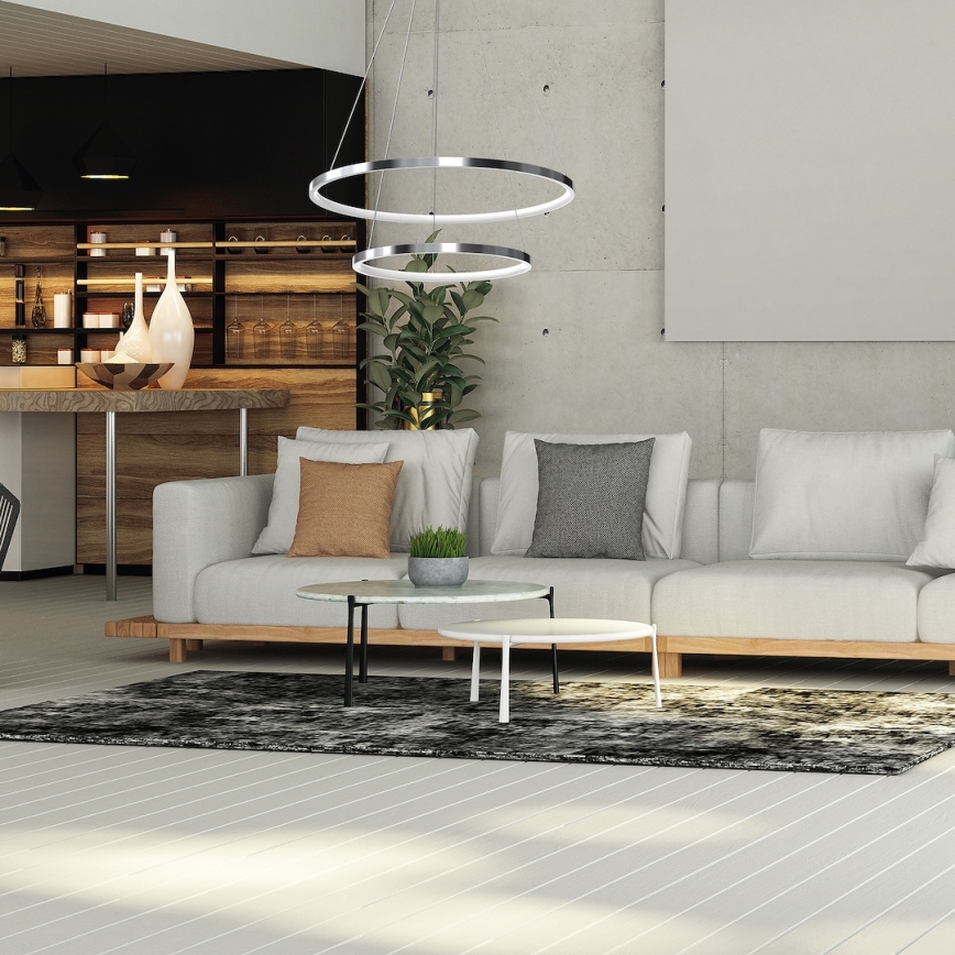 Κρεμαστό φωτιστικό οροφής LED HOOP LED/51W/230V διάμετρος 60 cm 4000K γυαλιστερό χρώμιο