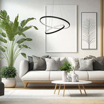 Κρεμαστό φωτιστικό οροφής LED HOOP LED/51W/230V διάμετρος 60 cm 4000K μαύρο