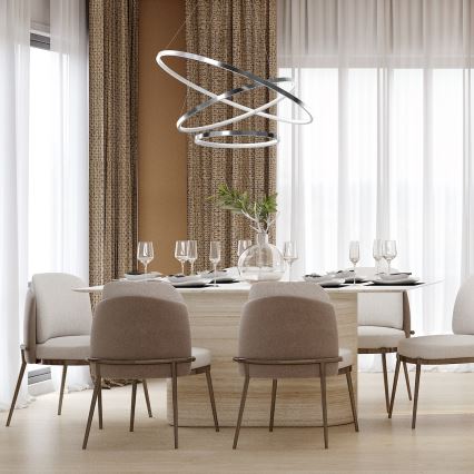 Κρεμαστό φωτιστικό οροφής LED HOOP LED/93W/230V διάμετρος 80 cm 4000K γυαλιστερό χρώμιο