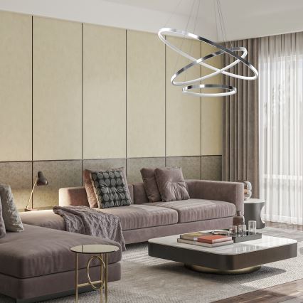 Κρεμαστό φωτιστικό οροφής LED HOOP LED/93W/230V διάμετρος 80 cm 4000K γυαλιστερό χρώμιο