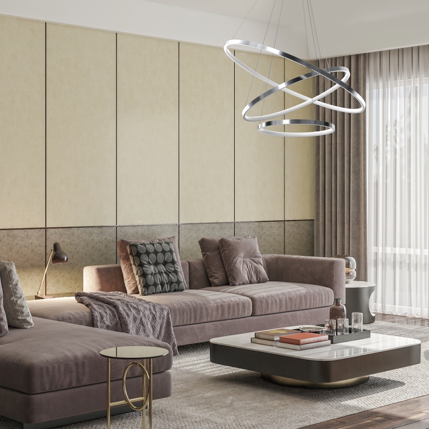 Κρεμαστό φωτιστικό οροφής LED HOOP LED/93W/230V διάμετρος 80 cm 4000K γυαλιστερό χρώμιο