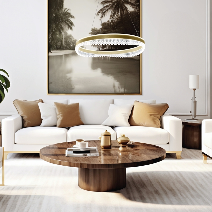 Κρεμαστό φωτιστικό οροφής LED LED/52W/230V διάμετρος 60 cm χρυσό