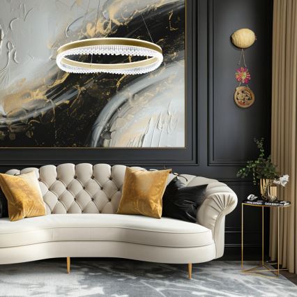 Κρεμαστό φωτιστικό οροφής LED LED/52W/230V διάμετρος 60 cm χρυσό