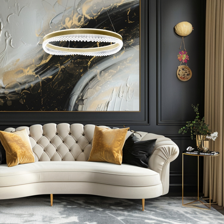 Κρεμαστό φωτιστικό οροφής LED LED/52W/230V διάμετρος 60 cm χρυσό