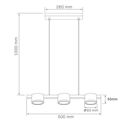 Κρεμαστό φωτιστικό οροφής LED MIRELLA 3xGX53/6W/230V μαύρο