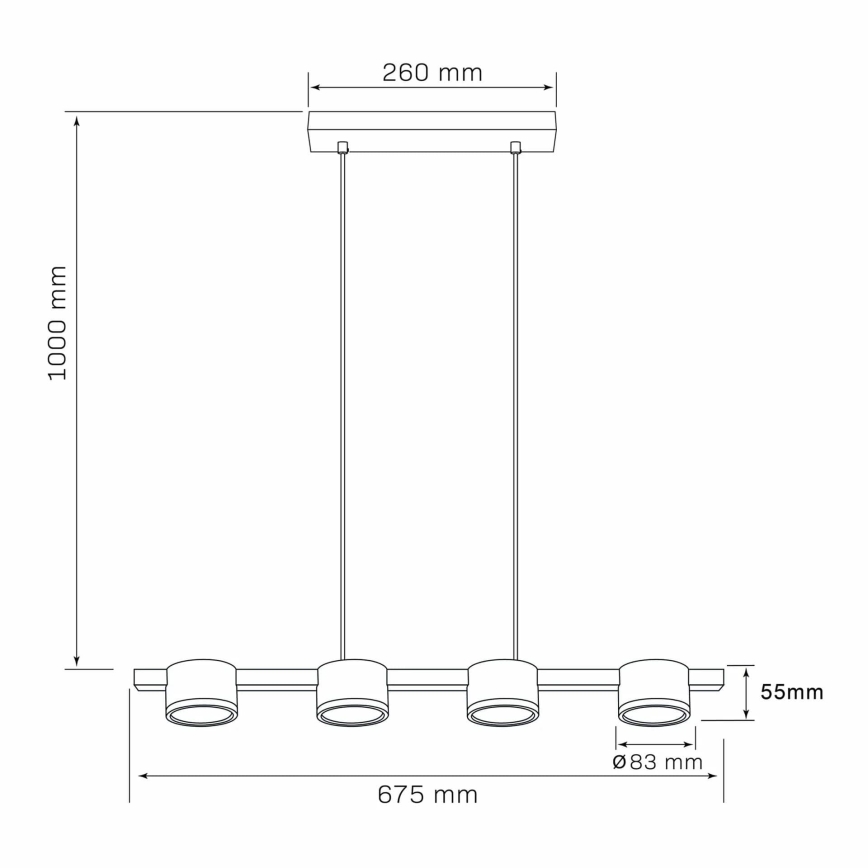 Κρεμαστό φωτιστικό οροφής LED MIRELLA 4xGX53/6W/230V χρυσό/μαύρο