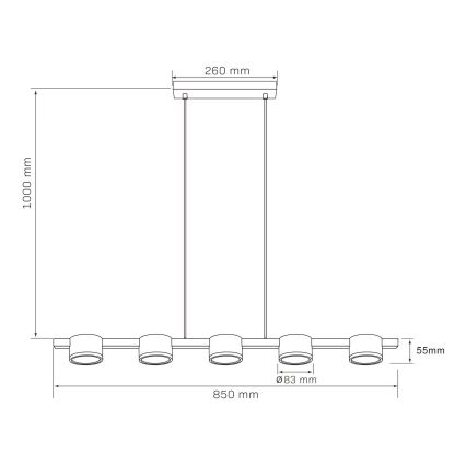 Κρεμαστό φωτιστικό οροφής LED MIRELLA 5xGX53/6W/230V μαύρο