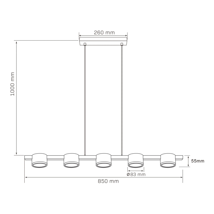 Κρεμαστό φωτιστικό οροφής LED MIRELLA 5xGX53/6W/230V μαύρο