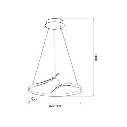 Κρεμαστό φωτιστικό οροφής LED PERLA LED/34W/230V μαύρο