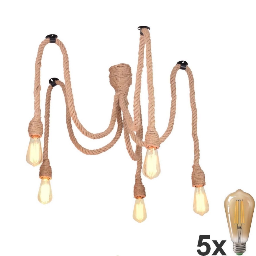 Κρεμαστό φωτιστικό οροφής LED ROPE CASA 5xE27/10W/230V spider