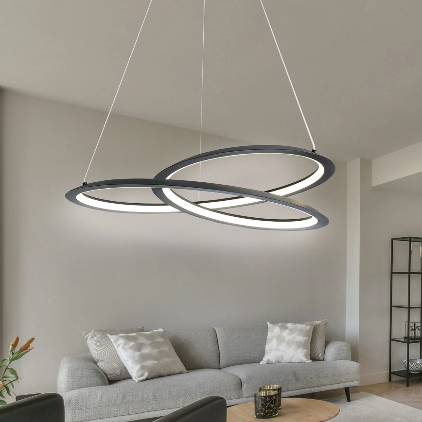 Κρεμαστό φωτιστικό οροφής LED TANGO LED/44W/230V 4000K διάμετρος 60 cm μαύρο