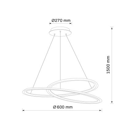 Κρεμαστό φωτιστικό οροφής LED TANGO LED/44W/230V 4000K διάμετρος 60 cm μαύρο