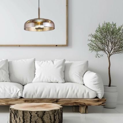 Κρεμαστό φωτιστικό οροφής LED VETRO LED/6W/230V διάμετρος 23 cm μπεζ/μαύρο