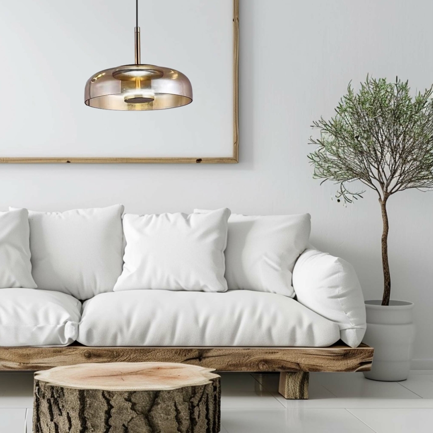 Κρεμαστό φωτιστικό οροφής LED VETRO LED/6W/230V διάμετρος 23 cm μπεζ/μαύρο