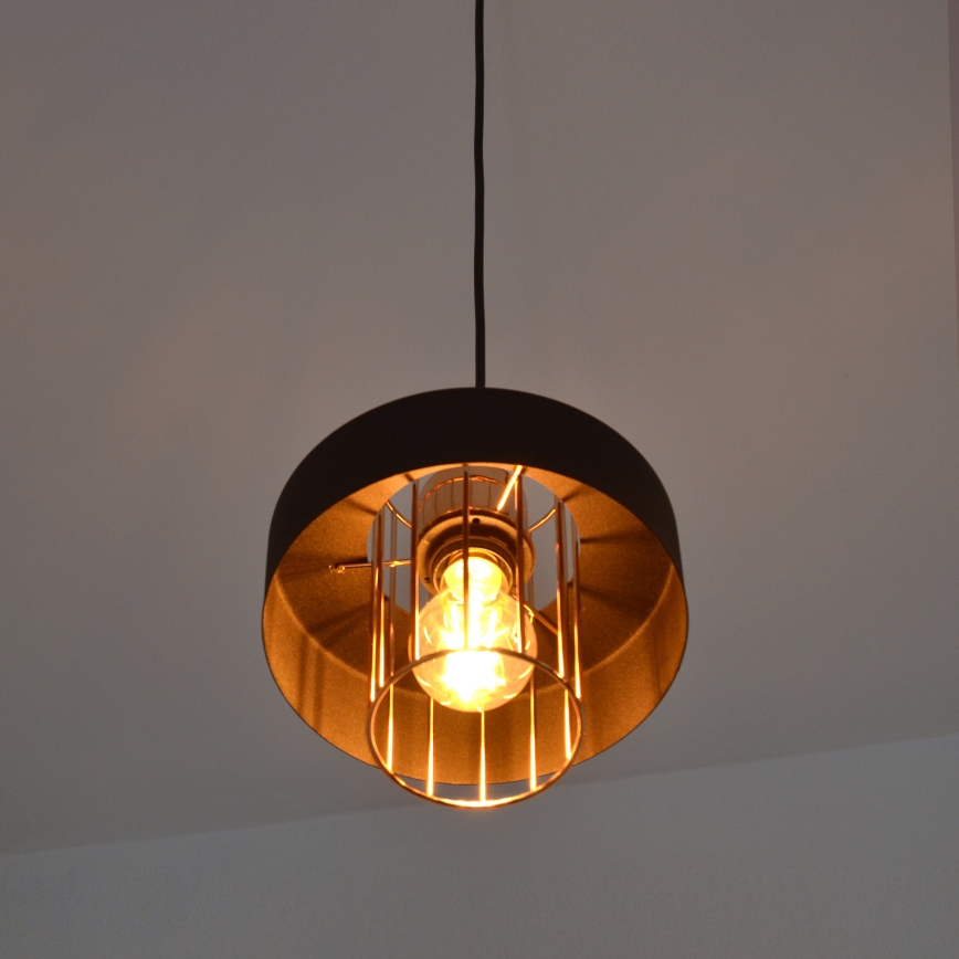 Κρεμαστό φωτιστικό οροφής LED VOLTA 2xE27/15W/230V μαύρο/χρυσαφί