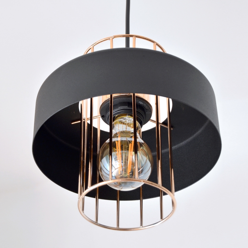 Κρεμαστό φωτιστικό οροφής LED VOLTA 2xE27/15W/230V μαύρο/χρυσαφί