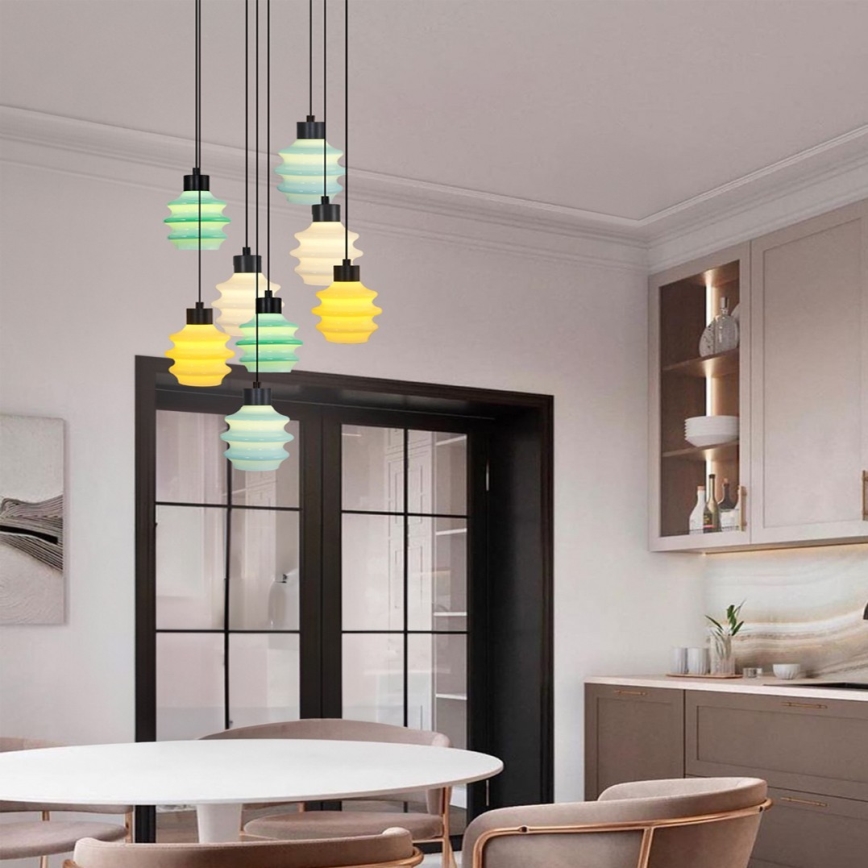 Κρεμαστό φωτιστικό οροφής LED με καλώδιο CACTUS 8xLED/2,8W/230V 3000K πράσινο/κίτρινο/λευκό