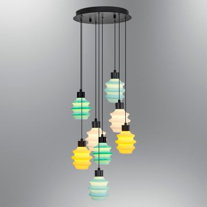 Κρεμαστό φωτιστικό οροφής LED με καλώδιο CACTUS 8xLED/2,8W/230V 3000K πράσινο/κίτρινο/λευκό