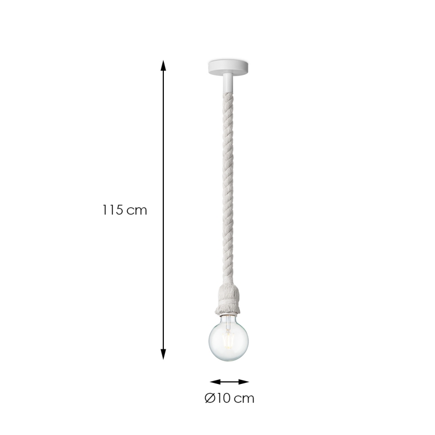 Κρεμαστό φωτιστικό οροφής LEONARDO ROPE 1xE27/10W/230V λευκό