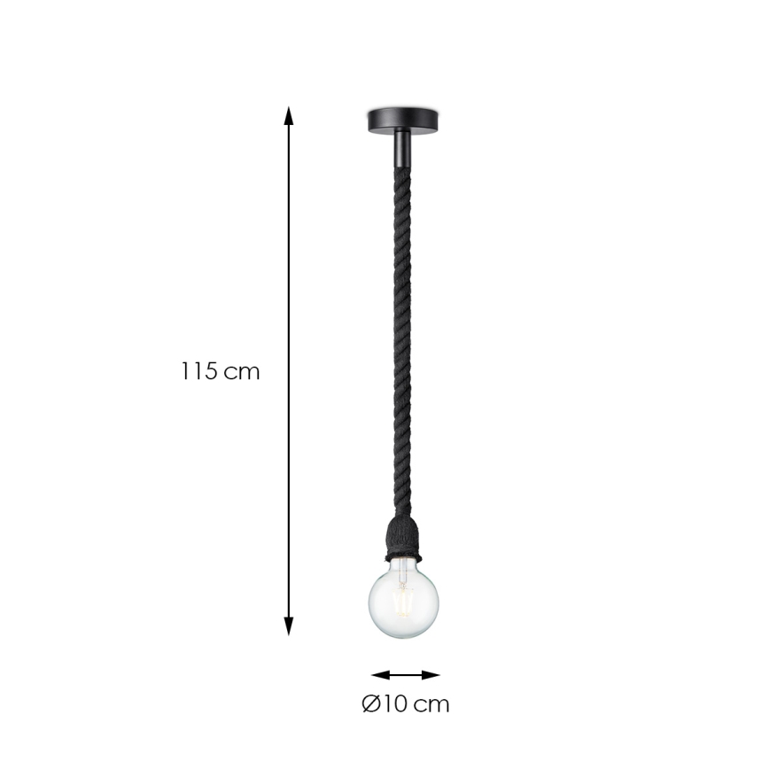 Κρεμαστό φωτιστικό οροφής LEONARDO ROPE 1xE27/10W/230V μαύρο