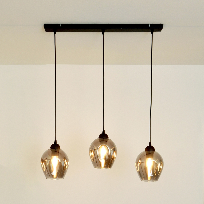 Κρεμαστό φωτιστικό οροφής LILI 3xE27/15W/230V μαύρο/γκρι