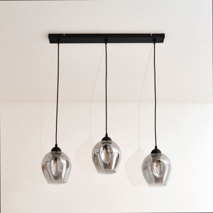 Κρεμαστό φωτιστικό οροφής LILI 3xE27/15W/230V μαύρο/γκρι