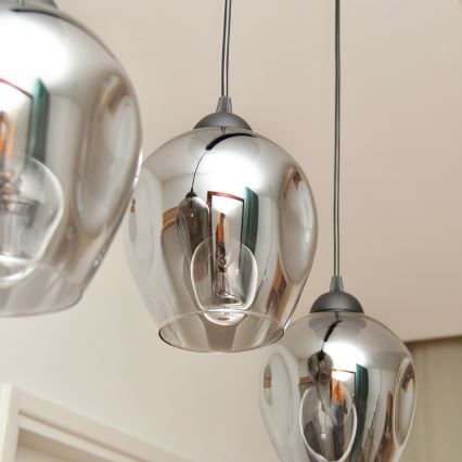 Κρεμαστό φωτιστικό οροφής LILI 3xE27/15W/230V μαύρο/γκρι