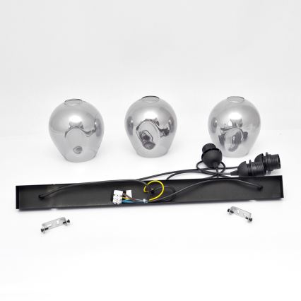 Κρεμαστό φωτιστικό οροφής LILI 3xE27/15W/230V μαύρο/γκρι