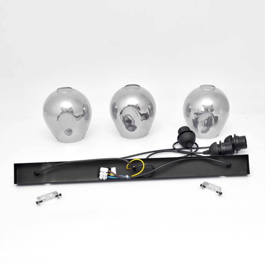 Κρεμαστό φωτιστικό οροφής LILI 3xE27/15W/230V μαύρο/γκρι