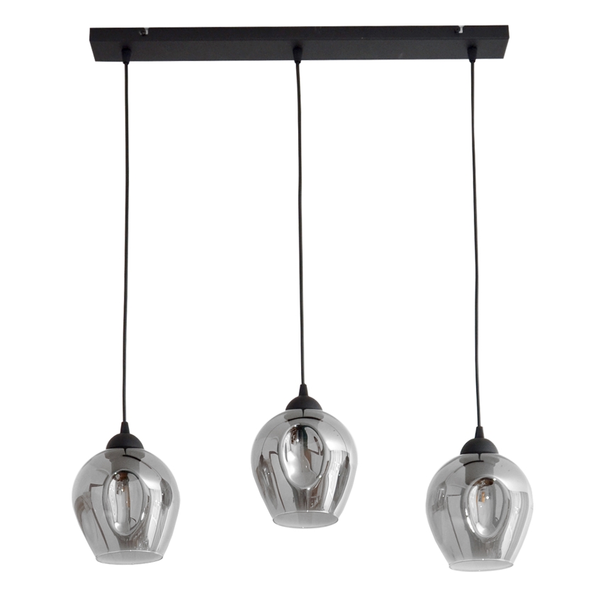 Κρεμαστό φωτιστικό οροφής LILI 3xE27/15W/230V μαύρο/γκρι