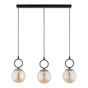 Κρεμαστό φωτιστικό οροφής LISTER 3xE14/10W/230V μαύρο/φιμέ μπεζ