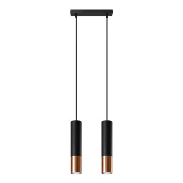 Κρεμαστό φωτιστικό οροφής LOOPEZ 2xGU10/10W/230V μαύρο/χάλκινο