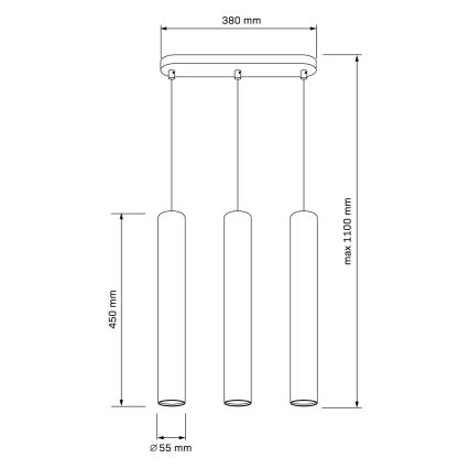 Κρεμαστό φωτιστικό οροφής LUNGOMARE 3xGU10/10W/230V ματ χρώμιο