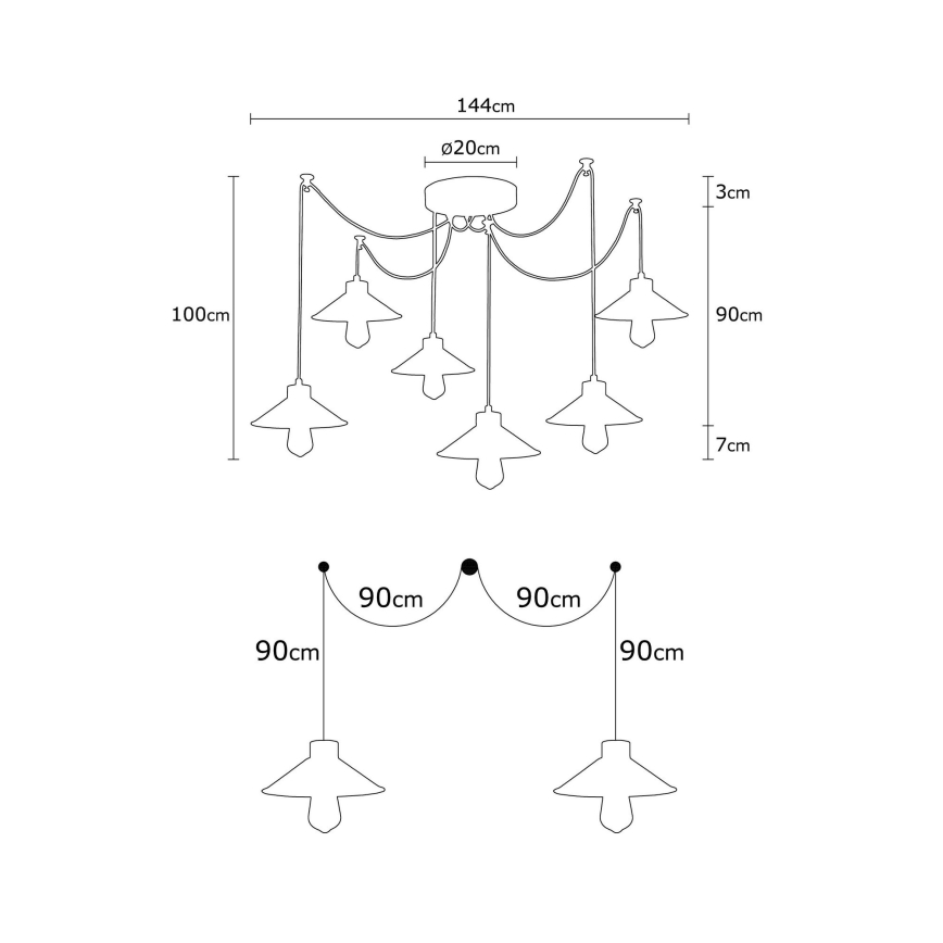 Κρεμαστό φωτιστικό οροφής MANAVGAT 6xE27/100W/230V spider