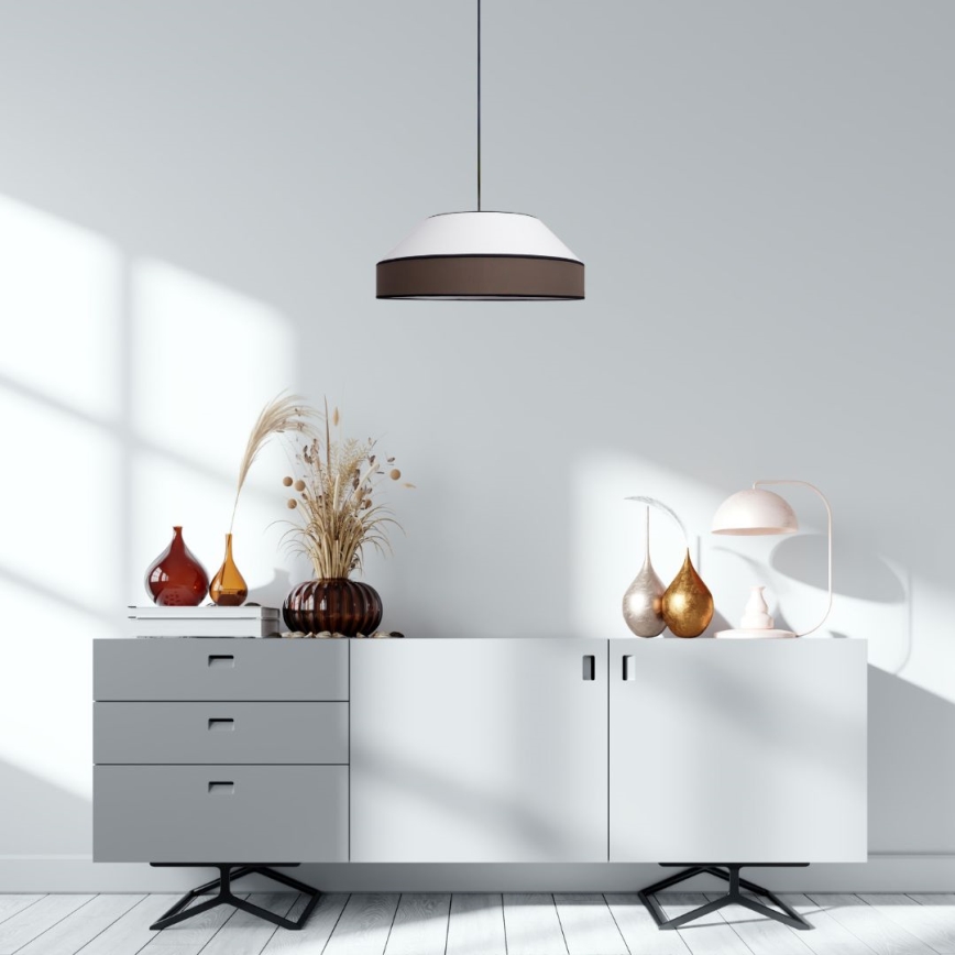 Κρεμαστό φωτιστικό οροφής MANISO 1xE27/60W/230V διάμετρος 45 cm λευκό/καφέ