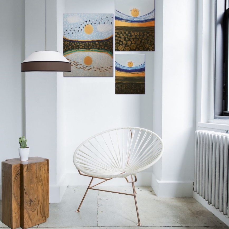 Κρεμαστό φωτιστικό οροφής MANISO 1xE27/60W/230V διάμετρος 45 cm λευκό/καφέ