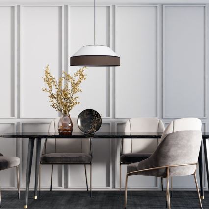 Κρεμαστό φωτιστικό οροφής MANISO 1xE27/60W/230V διάμετρος 45 cm λευκό/καφέ