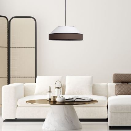 Κρεμαστό φωτιστικό οροφής MANISO 1xE27/60W/230V διάμετρος 45 cm λευκό/καφέ