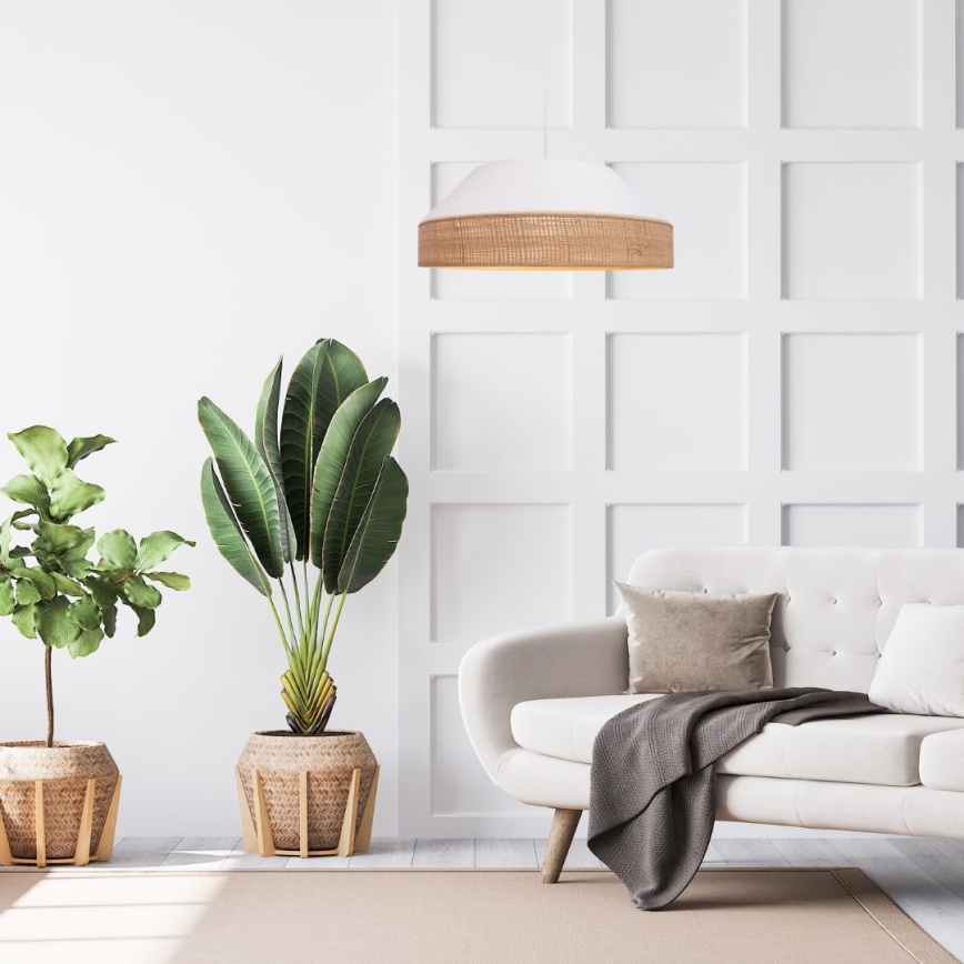 Κρεμαστό φωτιστικό οροφής MANISO 1xE27/60W/230V διάμετρος 45 cm λευκό/μπεζ