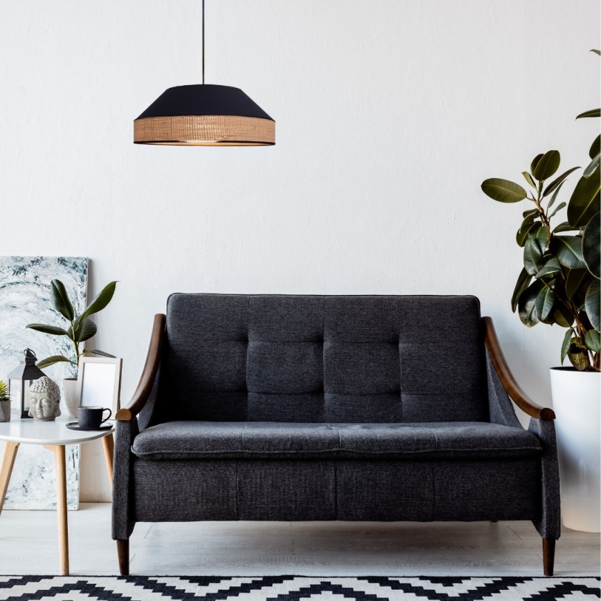 Κρεμαστό φωτιστικό οροφής MANISO 1xE27/60W/230V διάμετρος 45 cm μαύρο/μπεζ