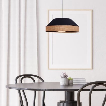 Κρεμαστό φωτιστικό οροφής MANISO 1xE27/60W/230V διάμετρος 45 cm μαύρο/μπεζ