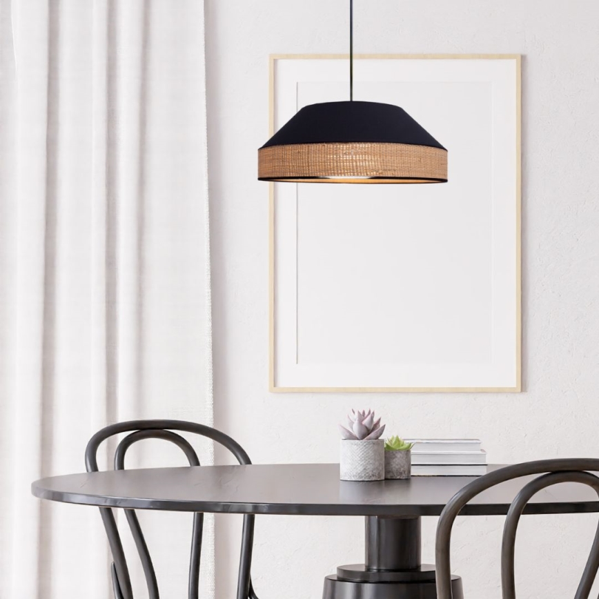 Κρεμαστό φωτιστικό οροφής MANISO 1xE27/60W/230V διάμετρος 45 cm μαύρο/μπεζ