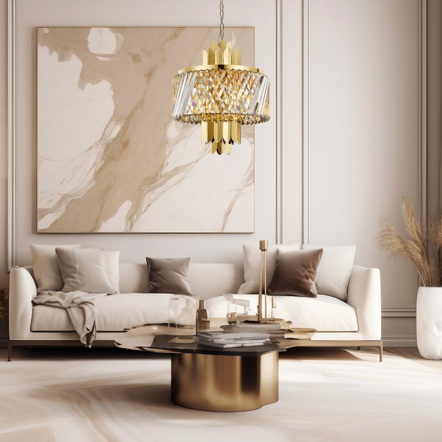 Κρεμαστό φωτιστικό οροφής MARGOT 6xE14/40W/230V διάμετρος 43 cm χρυσό