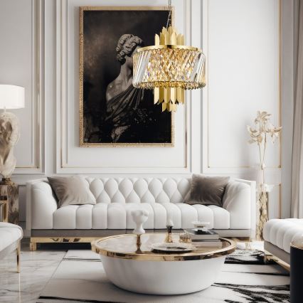 Κρεμαστό φωτιστικό οροφής MARGOT 6xE14/40W/230V διάμετρος 43 cm χρυσό