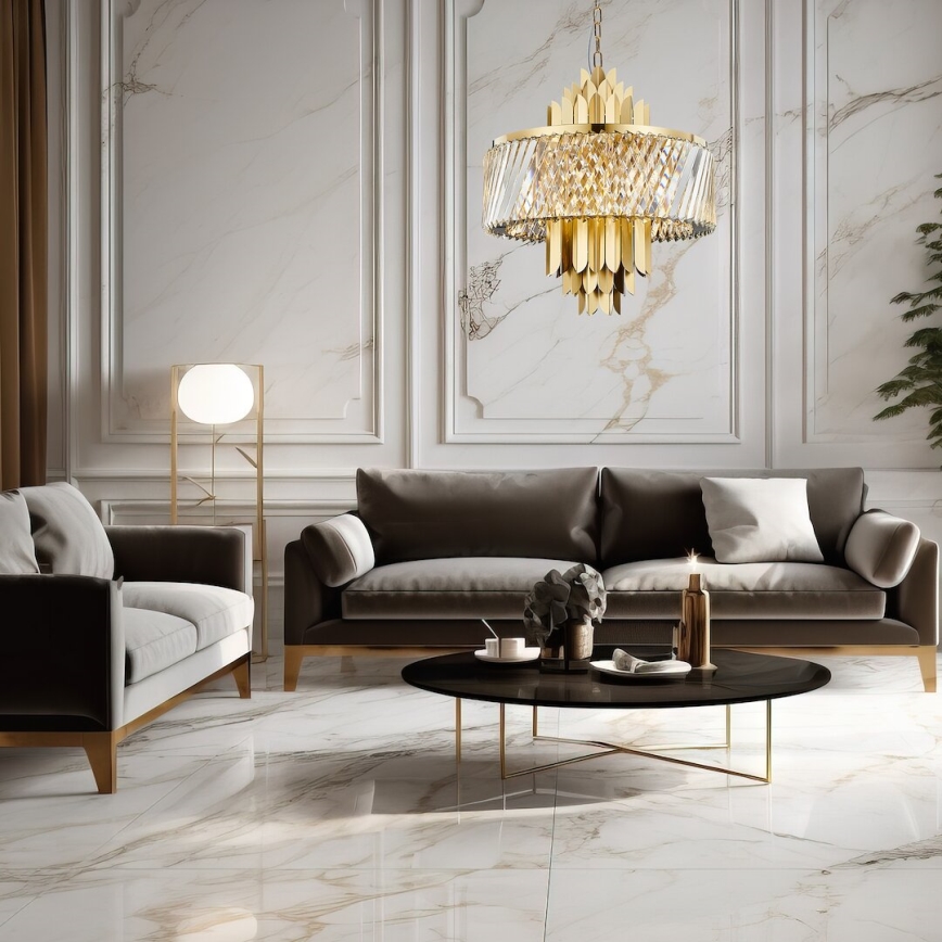 Κρεμαστό φωτιστικό οροφής MARGOT 9xE14/40W/230V διάμετρος 55 cm χρυσό