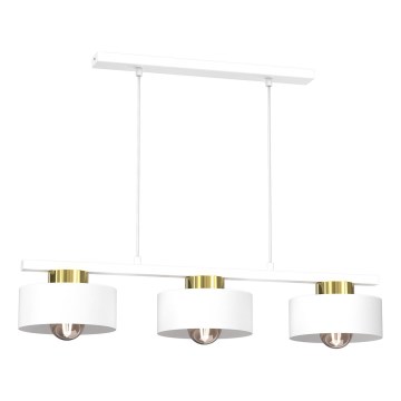 Κρεμαστό φωτιστικό οροφής MARTI 3xE27/15W/230V λευκό/χρυσό