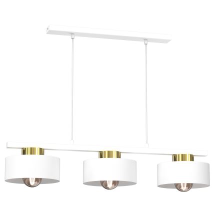 Κρεμαστό φωτιστικό οροφής MARTI 3xE27/15W/230V λευκό/χρυσό