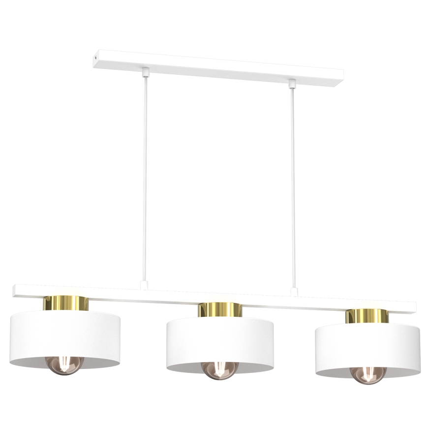 Κρεμαστό φωτιστικό οροφής MARTI 3xE27/15W/230V λευκό/χρυσό