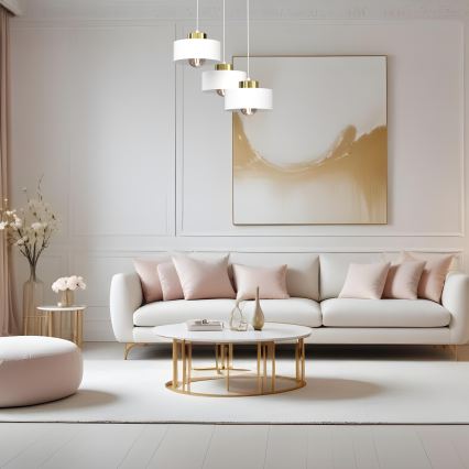 Κρεμαστό φωτιστικό οροφής MARTI 3xE27/15W/230V λευκό/χρυσό