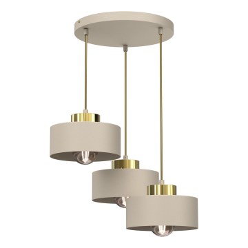 Κρεμαστό φωτιστικό οροφής MARTI 3xE27/15W/230V μπεζ/χρυσό